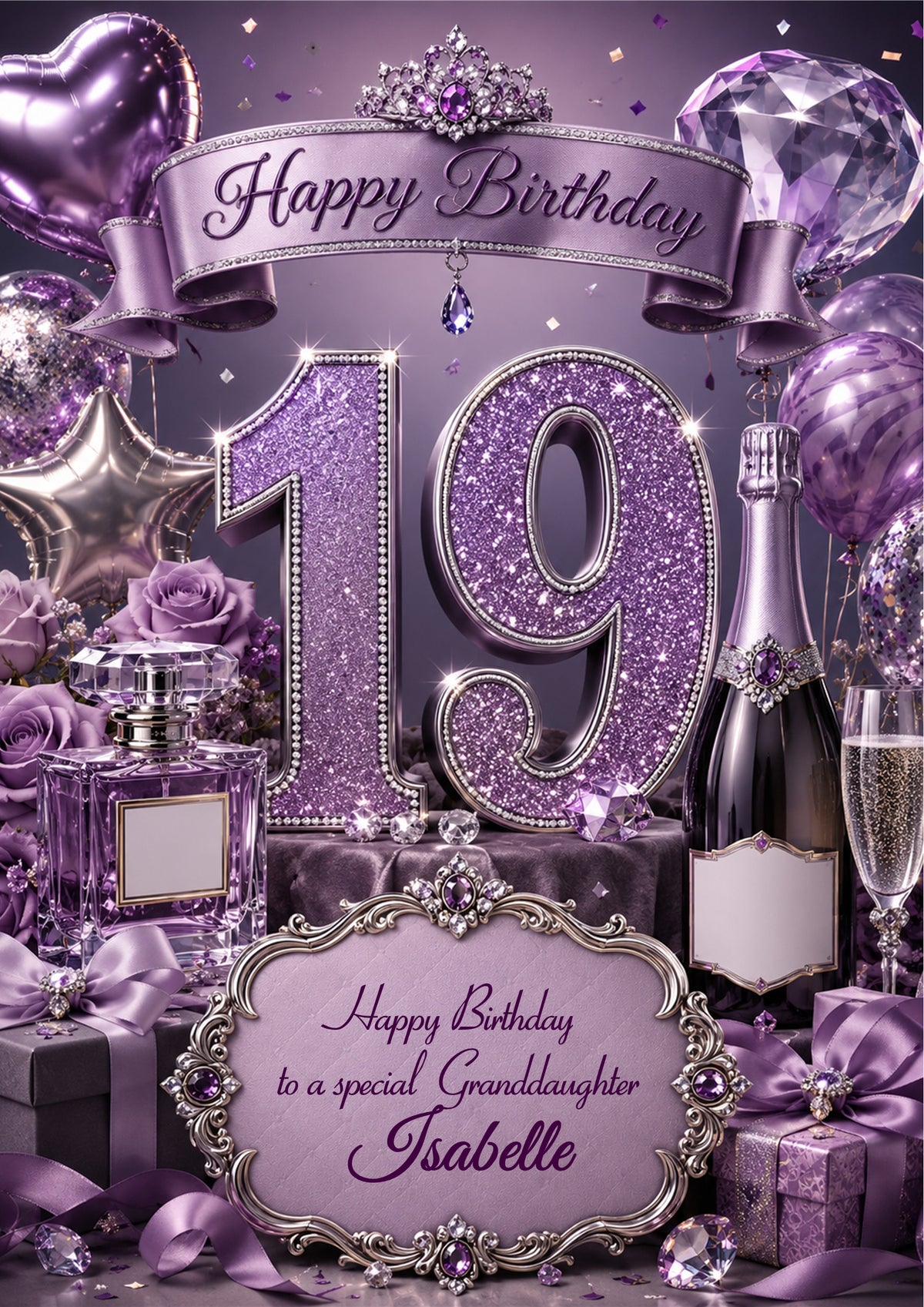 19th Birthday Card Daughter Granddaughter Niece Personalised A5 Size E976-4