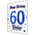 Happy Birthday 60th Blue Crystal Greeting Card A5