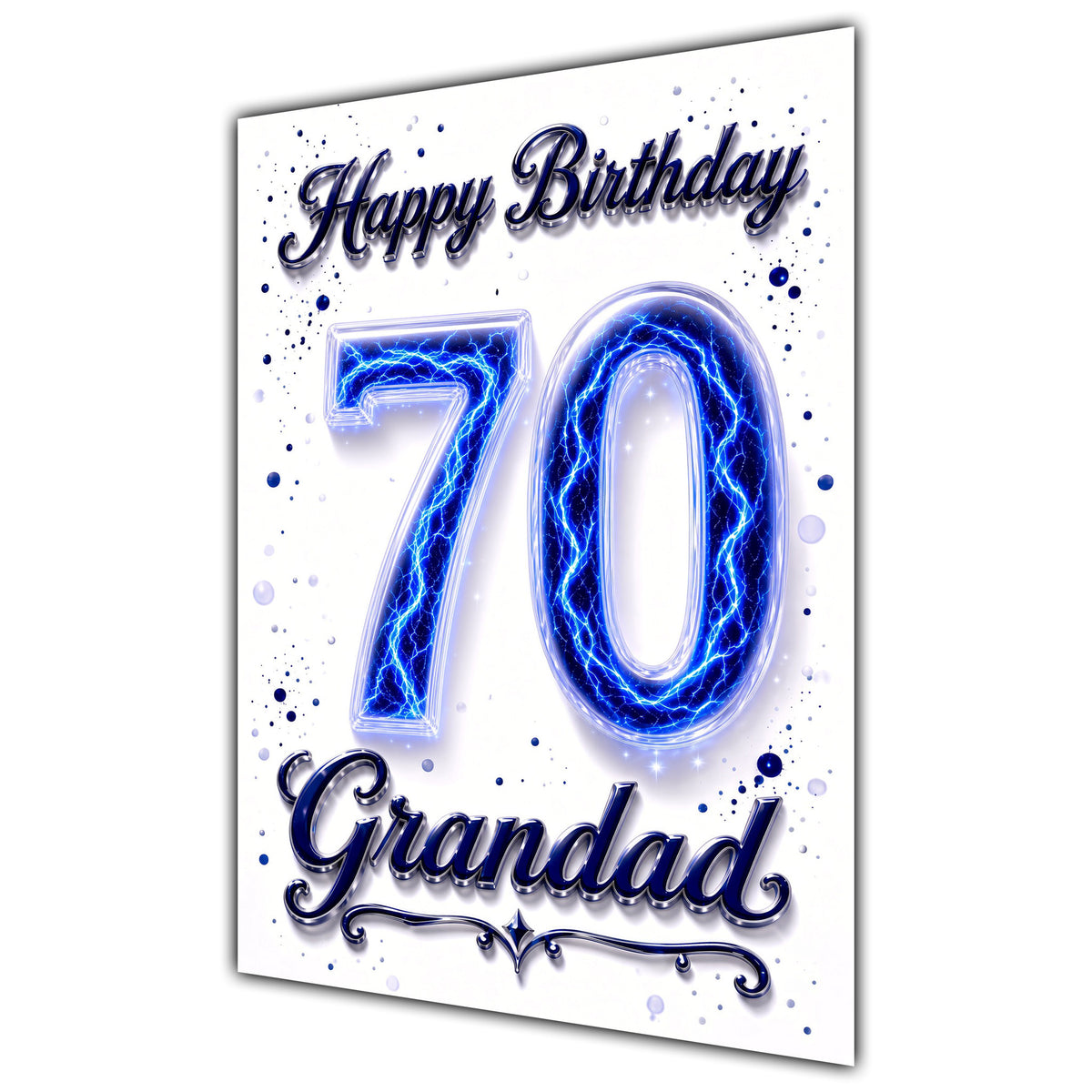 Happy Birthday Grandad 70th Blue Crystal Greeting Card A5