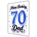 Happy Birthday Dad 70th Blue Crystal Greeting Card A5