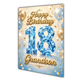Happy Birthday Grandson 18th Blue Gold Balloons Greeting Card A5