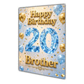 Happy Birthday Brother 20th Blue Gold Balloons Greeting Card A5