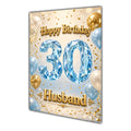 Happy Birthday Husband 30th Blue Gold Balloons Greeting Card A5