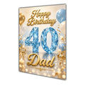 Happy Birthday Dad 40th Blue Gold Balloons Greeting Card A5