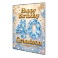 Happy Birthday Grandson 40th Blue Gold Balloons Greeting Card A5