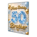 Happy Birthday Brother 50th Blue Gold Balloons Greeting Card A5