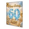 Happy Birthday Dad 60th Blue Gold Balloons Greeting Card A5
