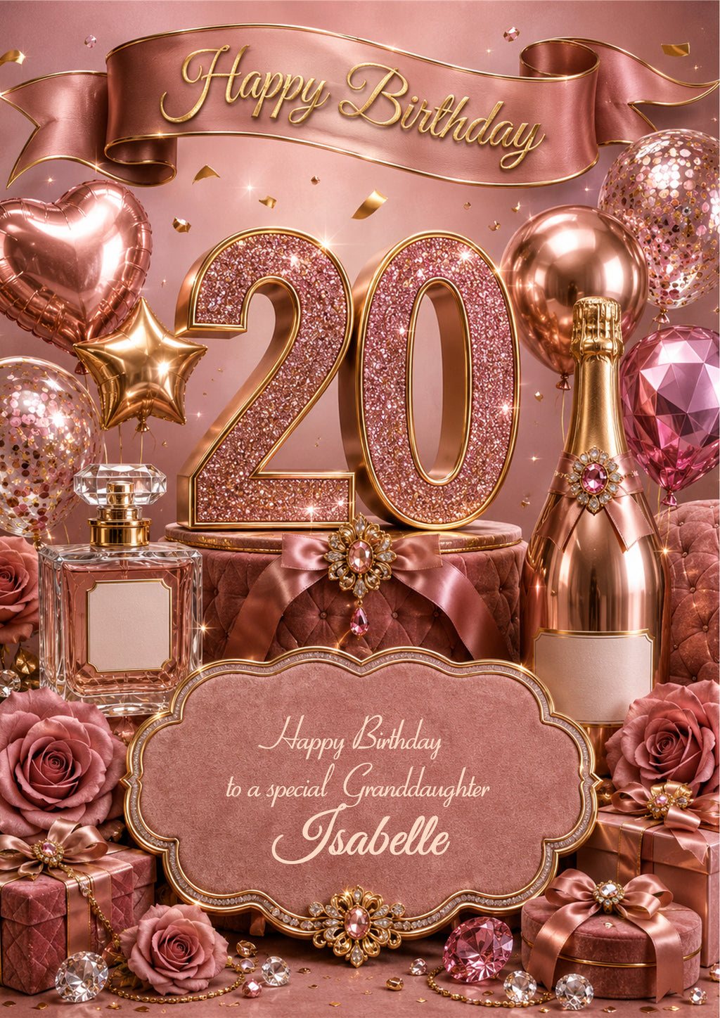 20th Birthday Card Daughter Granddaughter Niece Personalised A5 Size E977-3