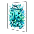 Happy Birthday 18th Teal Splash Greeting Card A5