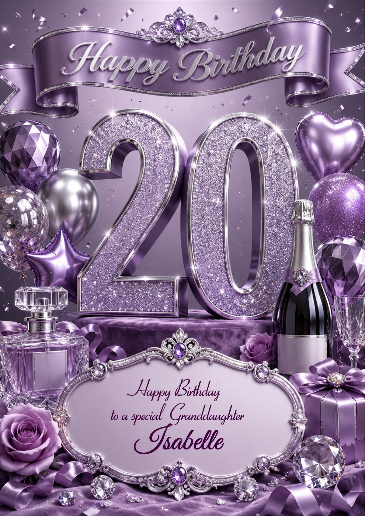 20th Birthday Card Daughter Granddaughter Niece Personalised A5 Size E977-5