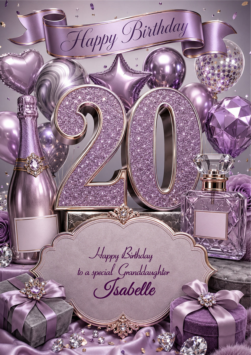 20th Birthday Card Daughter Granddaughter Niece Personalised A5 Size E977-6