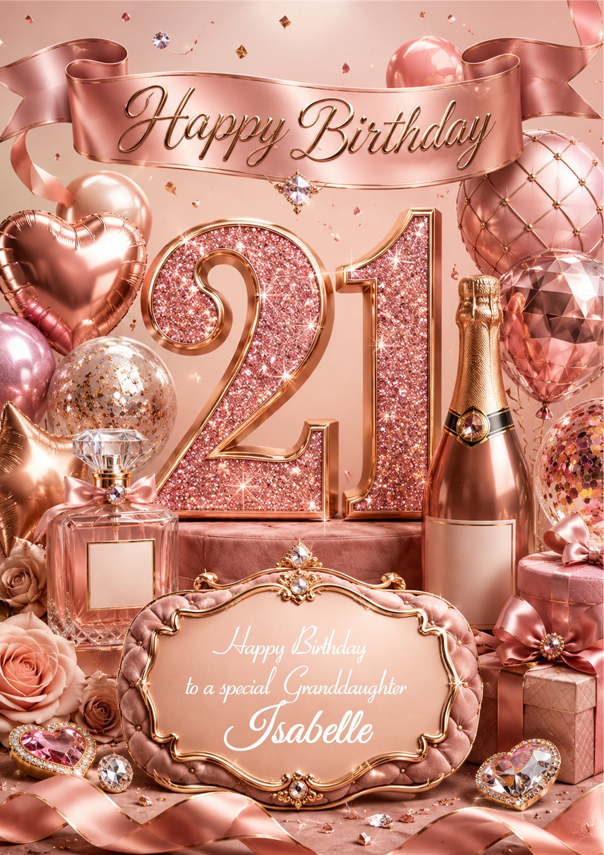 21st Birthday Card Daughter Granddaughter Niece Personalised A5 Size E978-2