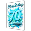 Grandad 70th Birthday Card - Turquoise Number and Colour Splash
