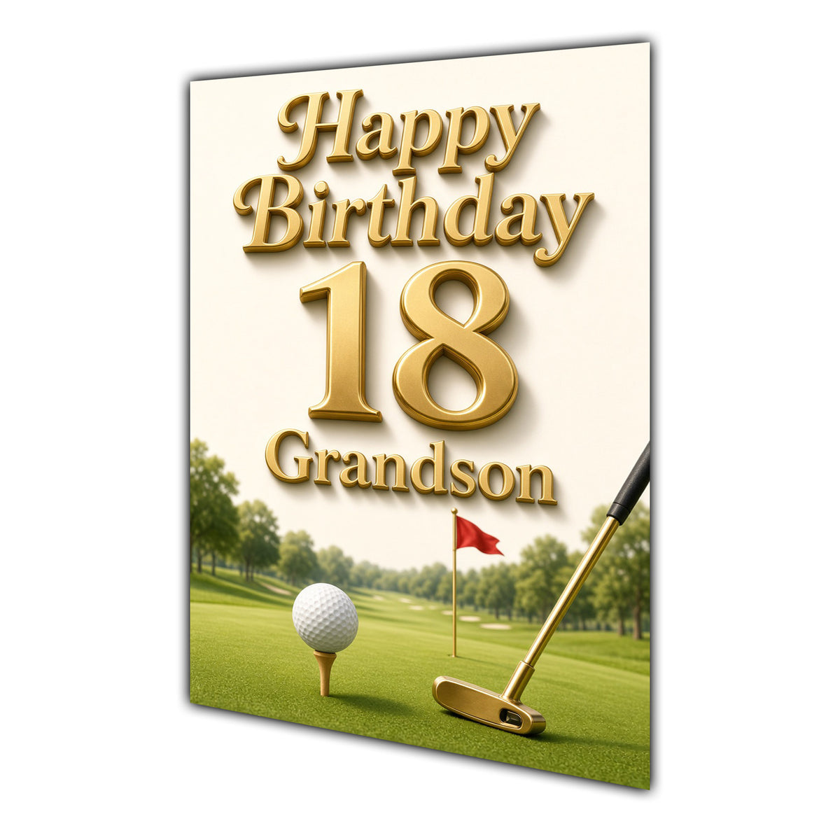 Grandson 18th Birthday Card - Golf and Gold Number