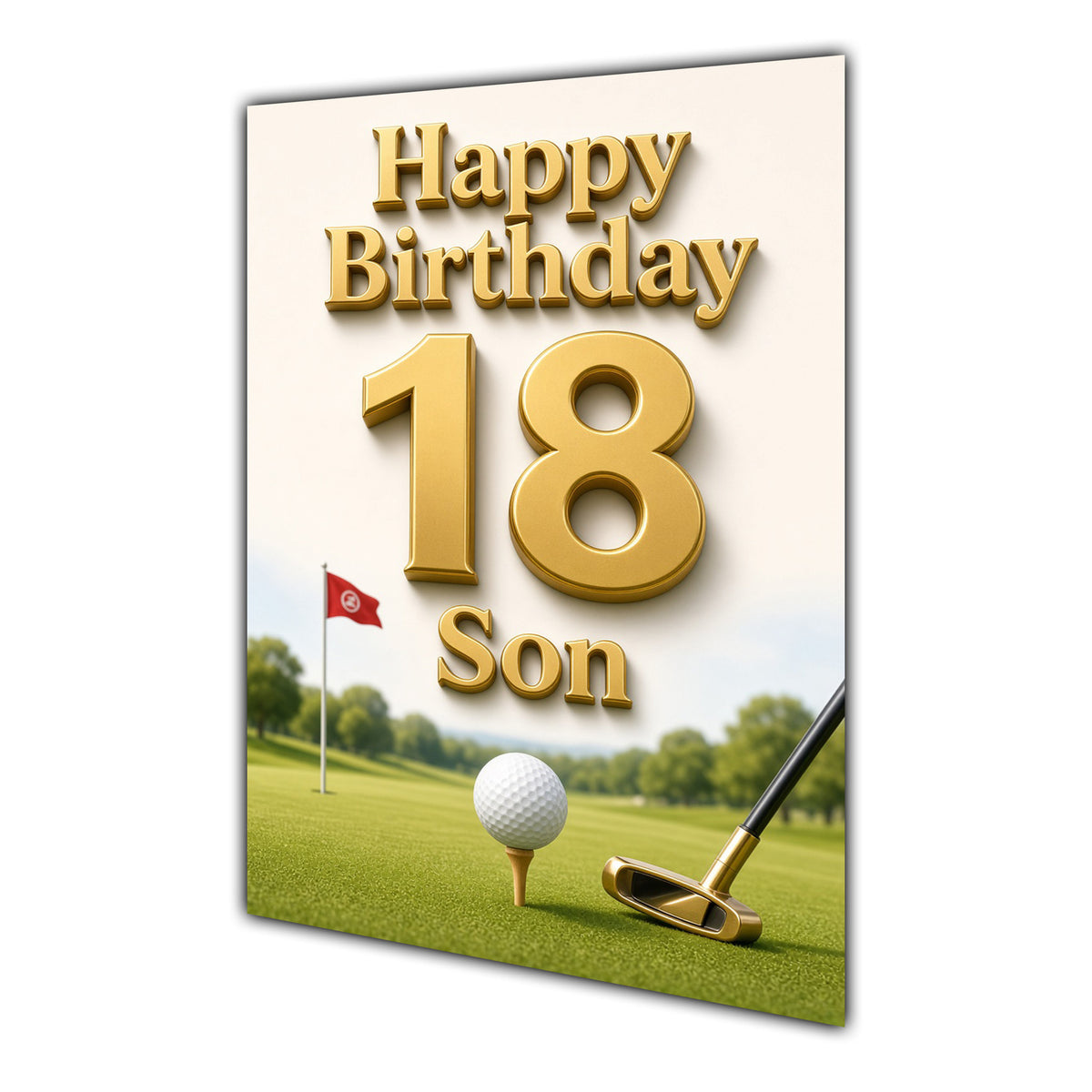 Son 18th Birthday Card - Golf and Gold Number