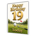 19th Birthday Card - Golf and Gold Number