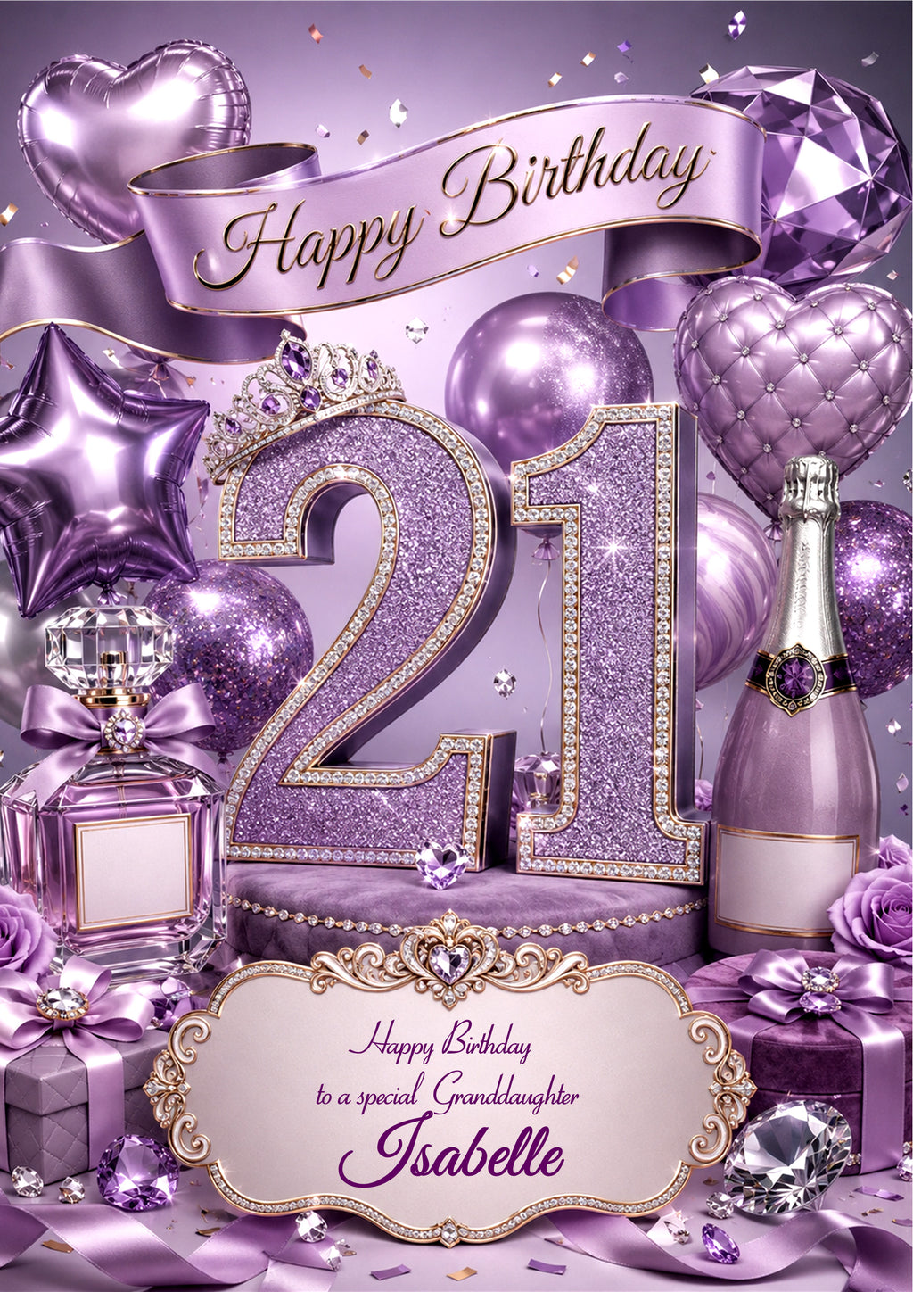 21st Birthday Card Daughter Granddaughter Niece Personalised A5 Size E978-4