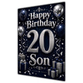 Son 20th Birthday Card - Navy and Silver Balloons