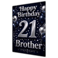 Brother 21st Birthday Card - Navy and Silver Balloons
