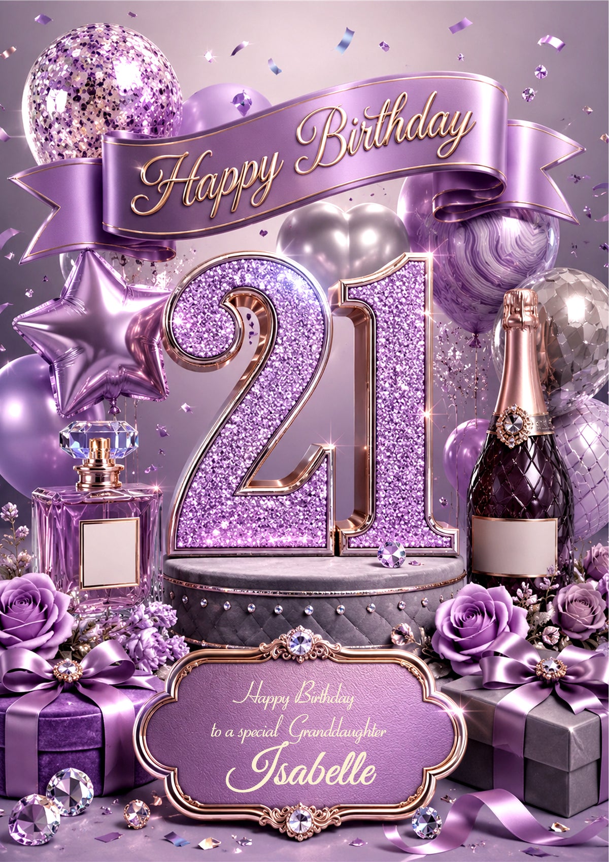 21st Birthday Card Daughter Granddaughter Niece Personalised A5 Size E978-5