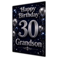 Grandson 30th Birthday Card - Navy and Silver Balloons