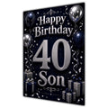 Son 40th Birthday Card - Navy and Silver Balloons