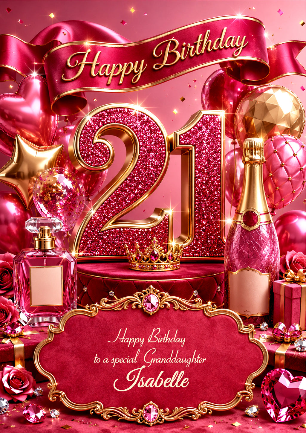 21st Birthday Card Daughter Granddaughter Niece Personalised A5 Size E978-6
