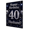 Husband 40th Birthday Card - Navy and Silver Balloons