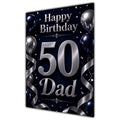 Dad 50th Birthday Card - Navy and Silver Balloons