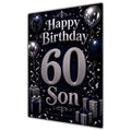 Son 60th Birthday Card - Navy and Silver Balloons