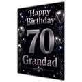 Grandad 70th Birthday Card - Navy and Silver Balloons