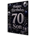 Son 70th Birthday Card - Navy and Silver Balloons