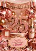25th Birthday Card For Girls, womem, Daughter, Granddaughter, Niece, Sister, Perfume, Bubbles, Floral E979-2