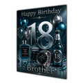 Brother 18th Birthday Card - Dark Teal and Silver Number, Watch and Bottles