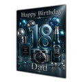 Dad 18th Birthday Card - Dark Teal and Silver Number, Watch and Bottles