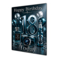 18th Birthday Card - Dark Teal and Silver Number, Watch and Bottles