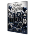 Dad 18th Birthday Card - Navy and Silver Number, Watch and Bottles
