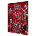 Son 19th Birthday Card - Red and Silver Number, Watch and Bottles