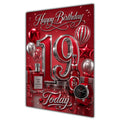 19th Birthday Card - Red and Silver Number, Watch and Bottles