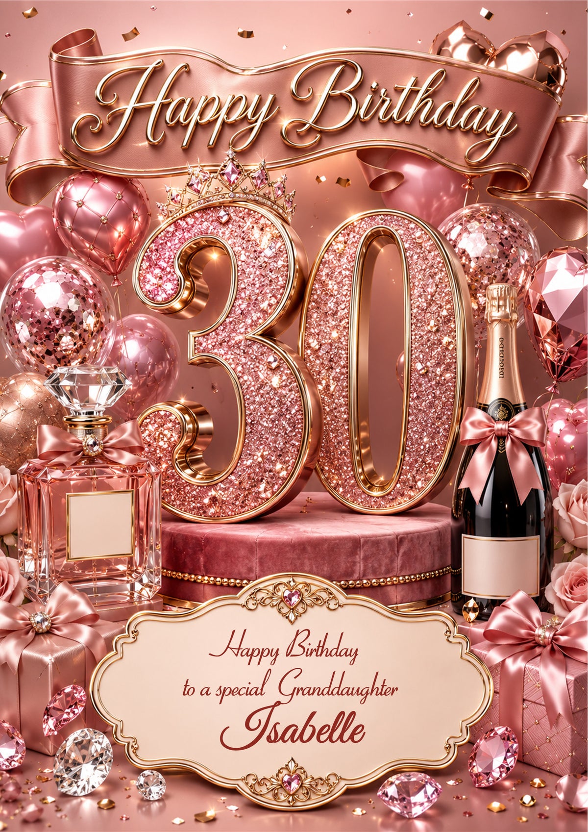 30th Birthday Card Daughter Granddaughter Niece Personalised A5 Size E980-2