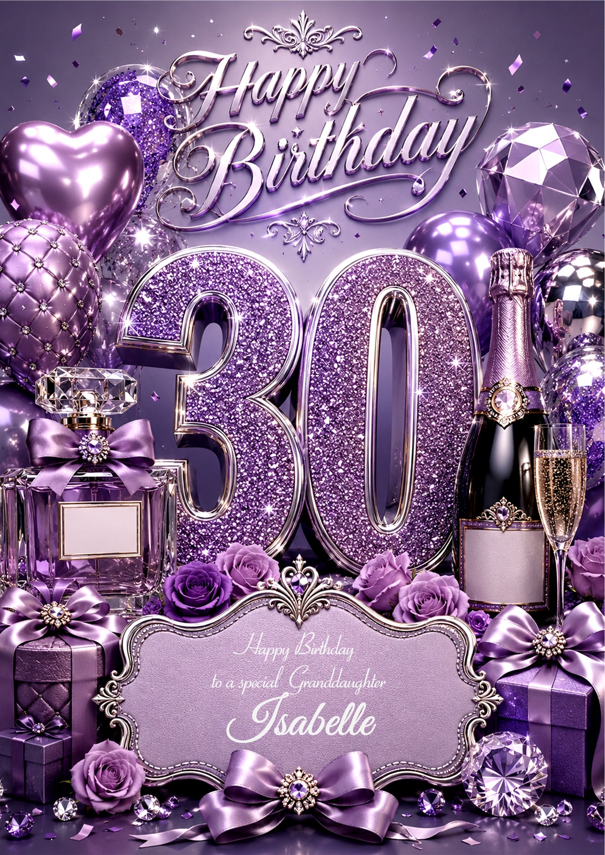 30th Birthday Card Daughter Granddaughter Niece Personalised A5 Size E980-3