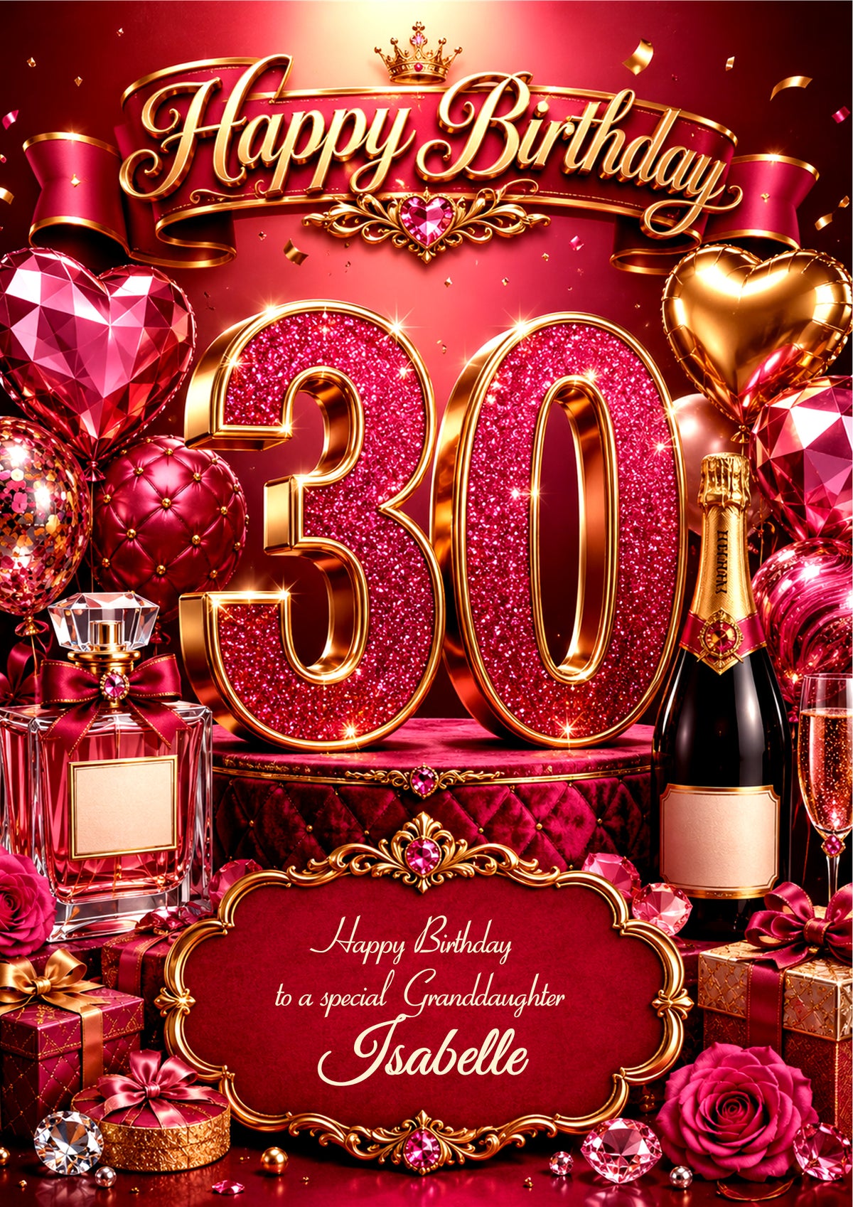 30th Birthday Card Daughter Granddaughter Niece Personalised A5 Size E980-4