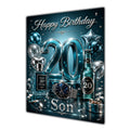 Son 20th Birthday Card - Dark Teal and Silver Number, Watch and Bottles