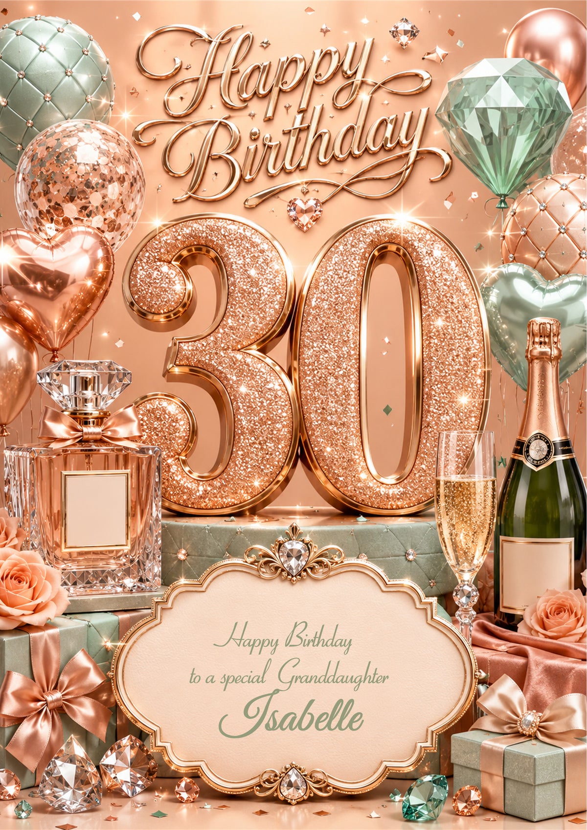 30th Birthday Card Daughter Granddaughter Niece Personalised A5 Size E980-5