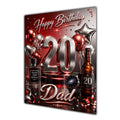 Dad 20th Birthday Card - Red and Chrome Number, Watch and Bottles