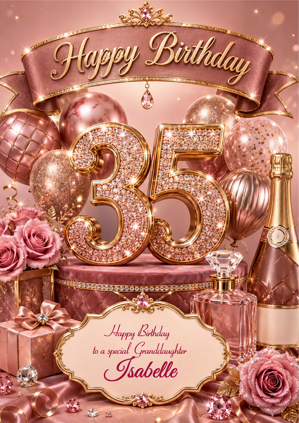 35th Birthday Card Daughter Granddaughter Niece Personalised A5 Size E981-2