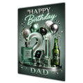 Dad 21st Birthday Card - Dark Green and Silver Number, Watch and Bottles