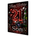 Happy Birthday Son 21st Red Silver Luxury Greeting Card A5