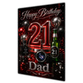 Happy Birthday Dad 21st Red Silver Luxury Greeting Card A5