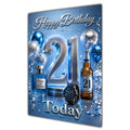 Happy Birthday 21st Blue Silver Luxury Greeting Card A5